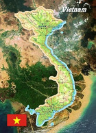 Vietnam Country Map New Postcard * Carte Geographique * Landkarte - Viêt-Nam