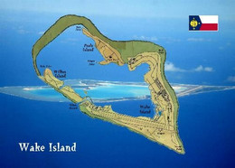 Wake Island Map Pacific Ocean USA New Postcard * Carte Geographique * Landkarte - Other