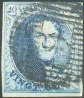 N°7 - Médaillon 20 Centimes Bleu, TB Margé Et Obl. D.6 BILSEN bien Nette Et Laissant Le Regard Dégagé. Pièce De Concours - 1851-1857 Medaglioni (6/8)