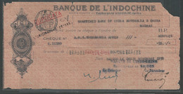 Banque De L Indochine Cheque Leave With Chartered Bank Of India Australia & China , Madras, 1936 (**)  Indochina RARE - Letras De Cambio