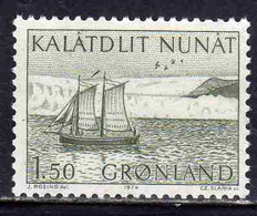 GREENLAND GRONLANDS GROENLANDIA GRØNLAND 1971 1977 1974 LONGBOAT OF COAST 1.50k MNH - Ungebraucht