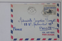BA 19  AOF  BELLE  LETTRE 1957 PETIT BUREAU OUAKAM   POUR  PARIS FRANCE  +CACHET HEXAGONAL + AFFR. PLAISANT - Cartas & Documentos