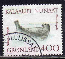 GREENLAND GRONLANDS GROENLANDIA GRØNLAND 1991 WALRUS AND SEALS PHOCA HISPIDA 4k USED USATO OBLITERE' - Gebraucht