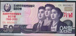 KOREA NORTH NLP 50 WON 2018 70TH ANNIVERSARY  Issued 2019 UNC. - Korea, North