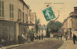 78 - YVELINES - SEPTEUIL - Place Du Pavé - Toilée Colorisée - Pliure Coin Inféreiur Gauche  - 10949 - Septeuil