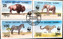 ANIMALS Fauna WWF ZEBRA, ELEPHANT, Bison, Cheetah USED Batumi - Gebraucht