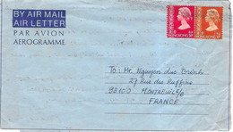 1976 Aèrogramme HONG KONG Colonie Britannique / Exp De Singapore Pour La France / 2 Timbres 50c & 10 C - Brieven En Documenten