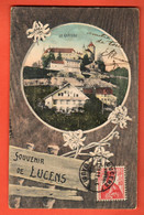 ZRH-23 TRES RARE Litho Souvenir De Lucens  Cachet Frontal  1913. Circulé Vers Haute-Savoie - Lucens