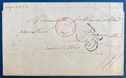 Lettre Des Colonies Pour Granville+ Cachet D'entrée Dateur Rouge "Colonies Par Pauillac" 10 Juillet 1852 + Taxe 35 Noir - Autres