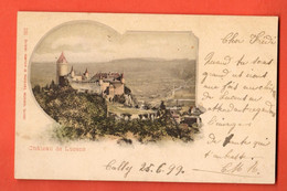 ZRH-27 RARE Litho Château De Lucens  Circ. Sous Enveloppe En 1899 Dos Simple. - Lucens