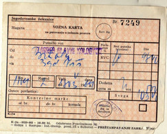 Transportation Ticket - Yugoslavia Railway Ticket Zagreb Croatia - Bitola Macedonia - Europe