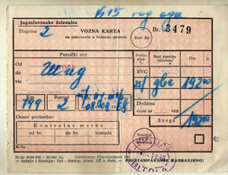 Transportation Ticket - Yugoslavia Railway Ticket Bitola Macedonia - Sid Serbia - Europe