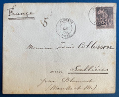 TAHITI Lettre Du Dec 1886 Pour La Sablières Par Blamont N°54 Obl "Papeete/taiti" Pas Si Courant & TTB - Briefe U. Dokumente