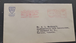 J) 1954 CANADA, METTER STAMPS, AIRMAIL, CIRCULATED COVER, FROM CANADA TO TORONTO - Sin Clasificación