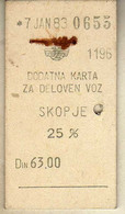 Transportation Ticket - Yugoslavia Railway Supplementary Ticket - Other