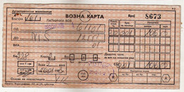 Transportation Ticket - Yugoslavia Railway - Skopje / Nis - Europe