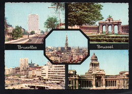 (RECTO / VERSO) BRUXELLES / BRUSSEL EN 1962 - MULTIVUES - PLI ANGLE BAS A DROITE - BEAU TIMBRE ET FLAMME - CPSM GF - Panoramische Zichten, Meerdere Zichten