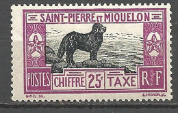 ST PIERRE ET MIQUELON TAXE  N° 24 NEUF*   CHARNIERE   / MH - Strafport