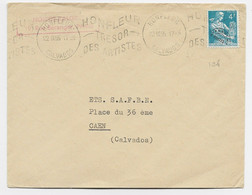 FRANCE PREO 4FR SEUL LETTRE MECANIQUE KRAG HONFLEUR TRESOR DES ARTISTES HONFLEUR 22.IX.1955 CALVADOS AU TARIF - 1957-1959 Mietitrice