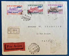 Lettre Recommandée Par Avion De TUNIS En 1928 Avec PA N°7, 8 & 9 Pour Paris Obl Dateur "TUNIS/Chargements" TTB - Aéreo