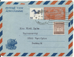 India Aerogramme Sent To Denmark 9-4-1977 - Aerogramas