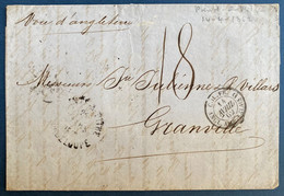 Lettre 1862 Pour Granville Dateur "Pointe à Pitre/Guadeloupe" Voie D'Angleterre Taxée 18 + Entrée Col.fr/Angl.amb.calais - Cartas & Documentos