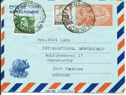 India Aerogramme Sent To Denmark 8-3-1977 - Aerogramas