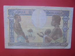 MADAGASCAR 100 FRANCS ND (1937-47) N°40 ASSEZ RARE ! Circuler (L.7) - Madagascar
