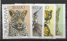 Zimbabwe Mnh ** 1999 Cats Of Prey Leopard Cheetah 5 Euros - Zimbabwe (1980-...)