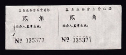 CHINA CHINE CINA 劳务费收据 Service Fee Receipt  0.20 YUAN - Autres & Non Classés