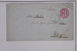 BA 21  GERMANY WURTERBERG   BELLE  LETTRE CARTE  ENTIER   ++ 1869 ILLINGEN ?   ++AFF. INTERESSANT - Postwaardestukken