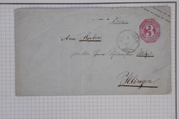 BA 21  GERMANY WURTERBERG   BELLE  LETTRE CARTE  ENTIER   ++ 1869 ILLINGEN ?   ++AFF. INTERESSANT - Postal  Stationery