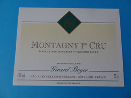 Etiquette Neuve Montagny 1er Cru Gérard Boyer - Bourgogne
