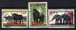 CONGO - 1960 - ANIMALI CON SOVRASTAMPA CONGO - FRANCOBOLLI DEL CONGO BELGA - USATI - Used Stamps