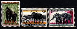 CONGO - 1960 - ANIMALI CON SOVRASTAMPA CONGO - FRANCOBOLLI DEL CONGO BELGA - USATI - Used Stamps