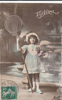 1er AVRIL - Thème Enfants. Photo-montage D'une Fillette Endimanchée Avec épuisette - 1er Avril - Poisson D'avril