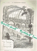 PLAN DESSIN 1897 PARIS 8° RUE BOCCADOR RESTAURANT SALLE A MANGER DE L HOTEL LANGHAM ARCHITECTE HURTRE ART NOUVEAU - Parijs