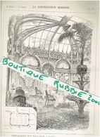 PLAN DESSIN 1897 PARIS 8° RUE BOCCADOR RESTAURANT SALLE A MANGER DE L HOTEL LANGHAM ARCHITECTE HURTRE ART NOUVEAU - Paris