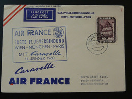 Lettre Premier Vol First Flight Cover Wien Muchen By Caravelle Air France Austria 95441 - 1945-60 Cartas