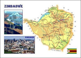 Zimbabwe Country Map New Postcard * Carte Geographique * Landkarte - Zimbabwe