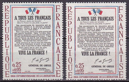 FR7363- FRANCE – 1964 – LIBERATION 20th ANN. - VARIETIES - Y&T # 1408/1408c MNH 21 € - Unused Stamps