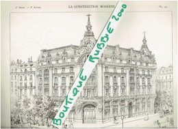 4 PLANS DESSINS 1897 PARIS 9° PROJET IMMEUBLE ASSURANCES LA NEW YORK CROISEMENT BOULEVARD DES ITALIENS ETRUE LE PELETIER - Parijs