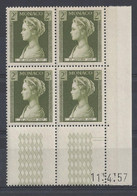 MONACO - N° 479 - PRINCESSE GRACE - Bloc De 4 COIN DATE - NEUF SANS CHARNIERE - 11/4/57 - Nuevos