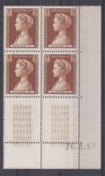 MONACO - N° 480 - PRINCESSE GRACE - Bloc De 4 COIN DATE - NEUF SANS CHARNIERE - 26/3/57 - Unused Stamps