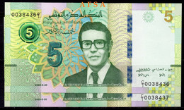 2 Billets De 5 Dinars 2022 Neufs** (ENVOI GRATUIT) // 2 Notes Of 5 Dinars  2022 UNC** (FREE SHIPPING) - Tunisia