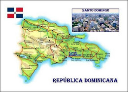Dominican Republic Country Map New Postcard * Carte Geographique * Landkarte - Dominicaine (République)