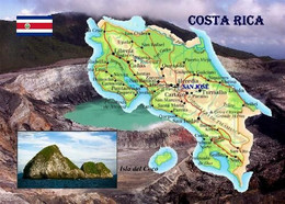 Costa Rica Country Map New Postcard * Carte Geographique * Landkarte - Costa Rica