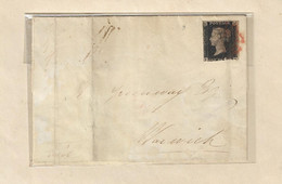 UK GB GREAT BRITAIN 1840 SG1 One Penny Black On Cover ....? To Warwickshire (PH) Used As Per Scan - Brieven En Documenten