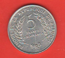 Burundi 5 Franchi Francs 1968 Republic De Burundi Aluminum Coin - Burundi