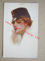 Illustrateur  USABAL - SOLDIER WOMAN SMOKING CIGARETTE ... - Usabal